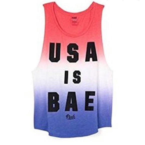 PINK Victoria's Secret Tops - PINK red whit blue USA is bae muscle tank top